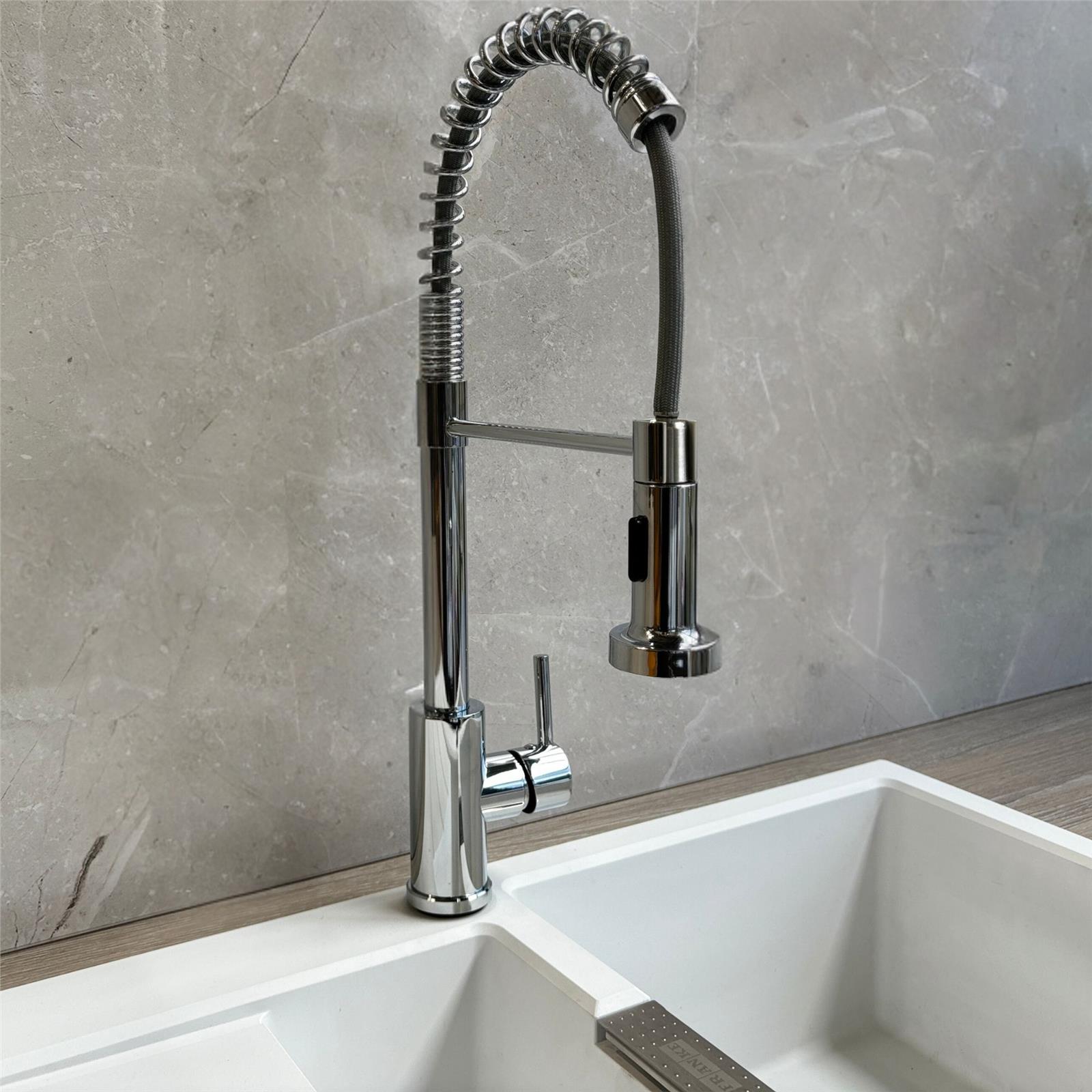 Liquida CT594CH Chrome Spring Style Kitchen Mixer Tap With Pull Out Spray Head